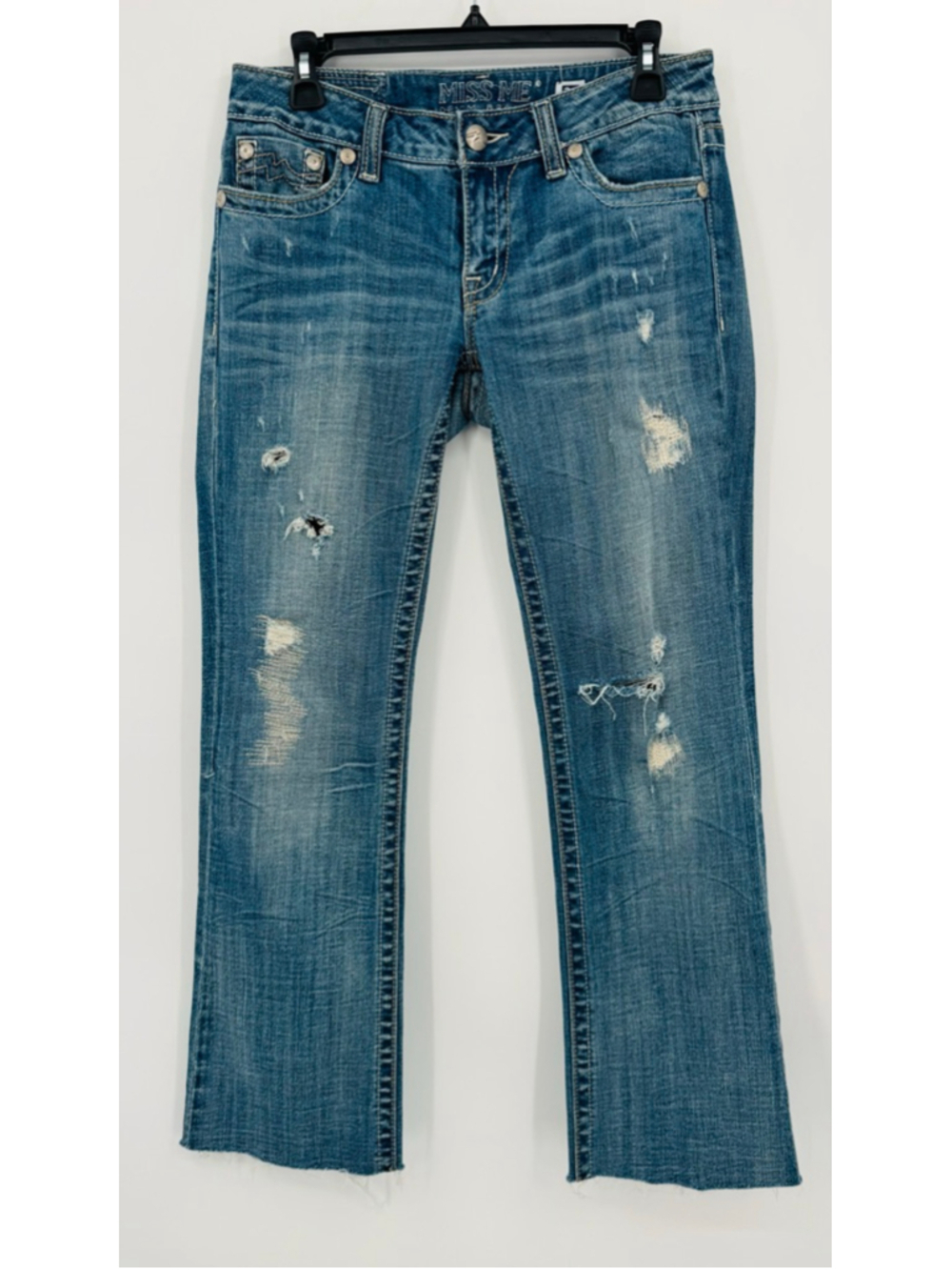 Miss Me Blue Distressed Sunny Boot Cut Jeans Size 29 Low Rise